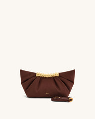 JW PEI Leia Pleated Clutch - Dark Brown