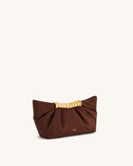JW PEI Leia Pleated Clutch - Dark Brown