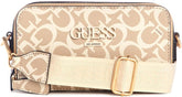 Guess Factory Lewistown Double Zip Crossbody Bag - Beige