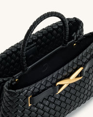 JW PEI Elora Top Handle Woven Tote Bag - Black