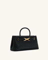 JW PEI Elora Top Handle Woven Tote Bag - Black