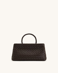 JW PEI Elora Top Handle Woven Tote Bag - Dark Brown