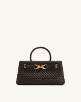 JW PEI Elora Top Handle Woven Tote Bag - Dark Brown