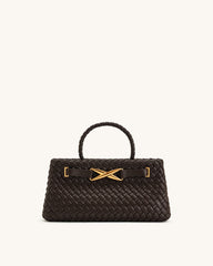 JW PEI Elora Top Handle Woven Tote Bag - Dark Brown