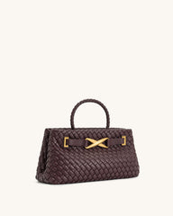 JW PEI Elora Top Handle Woven Tote Bag - Deep Burgundy