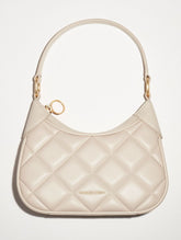 CHARLES & KEITH Mini Alcott Scarf Handle Quilted Bag - Oat