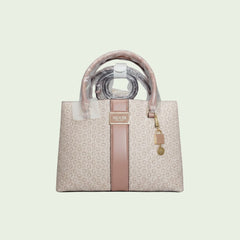 Guess Medium Monogram Satchel - Pink and White