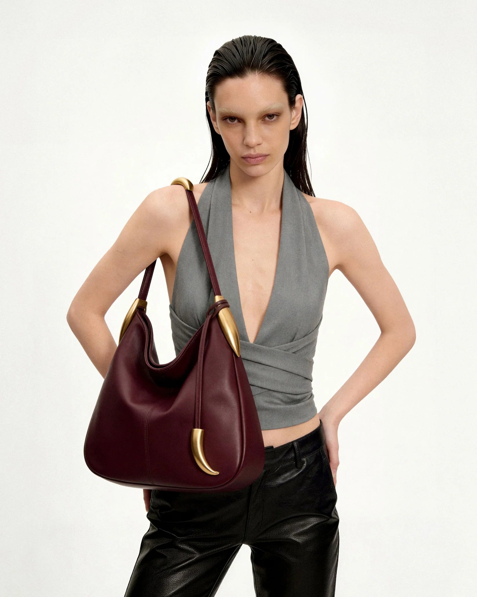 JW PEI Nina Metal Charm Hobo Bag -  Burgundy