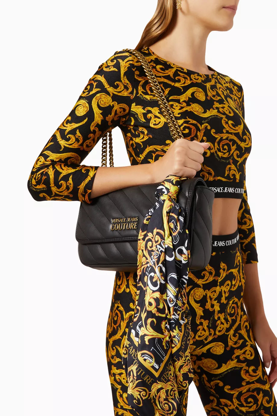 Versace Jeans Couture Quilted Crossbody bag - Black and Gold