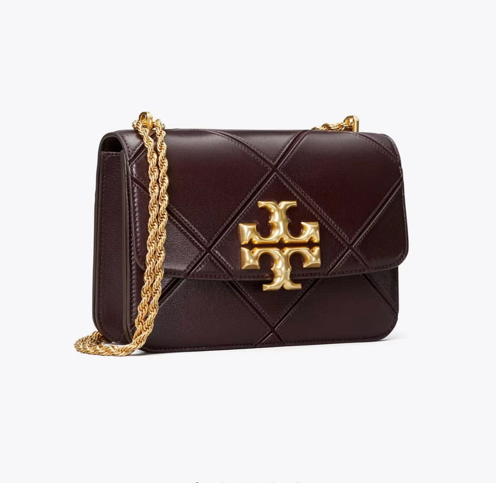 Tory Burch Eleanor Diamond Quilted Convertible Shoulder Bag - Deep Brown