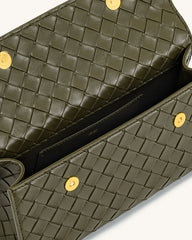 JW PEI Keyla Weave Texture Top Handle Bag - Olive Green