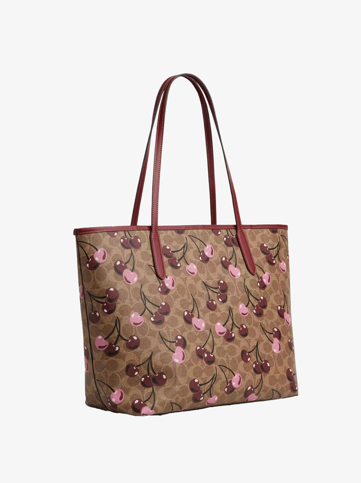 Coach City Tote Bag - Signature Canvas with Cherry print