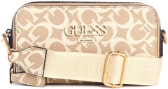 Guess Factory Lewistown Double Zip Crossbody Bag - Beige
