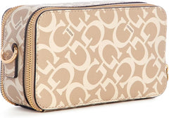 Guess Factory Lewistown Double Zip Crossbody Bag - Beige