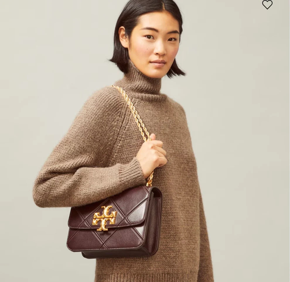 Tory Burch Eleanor Diamond Quilted Convertible Shoulder Bag - Deep Brown