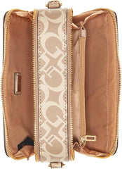 Guess Factory Lewistown Double Zip Crossbody Bag - Beige