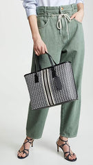 Tory Burch Gemini Link Canvas Small Tote - Black