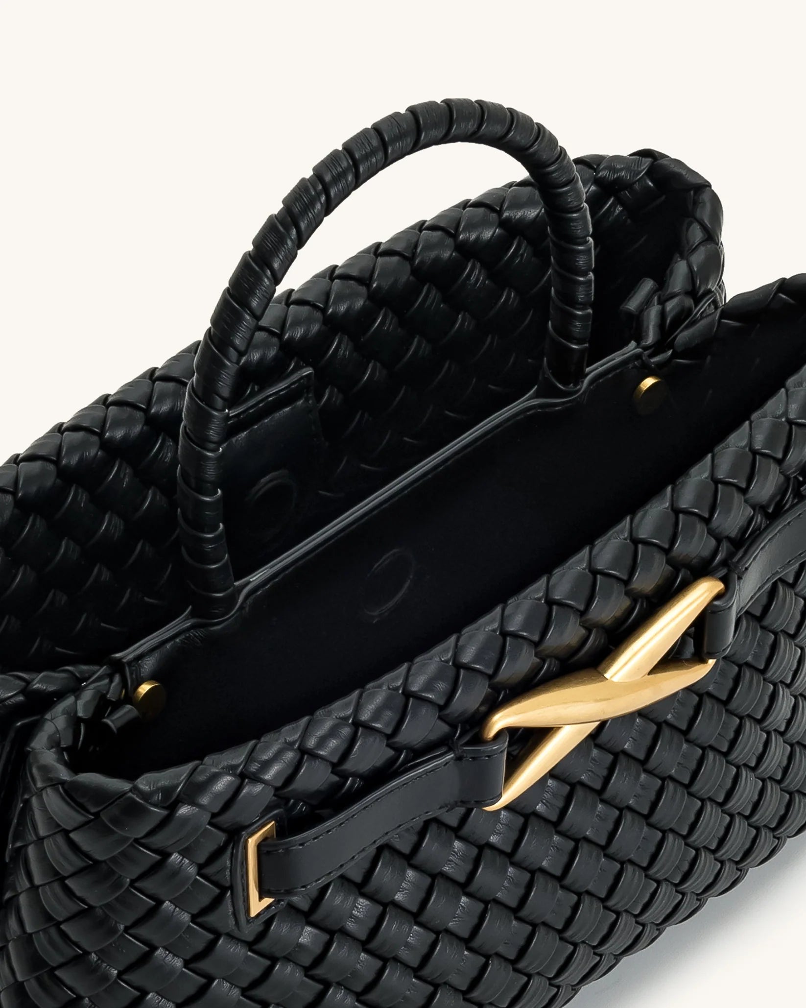 JW PEI Elora Top Handle Woven Tote Bag - Black