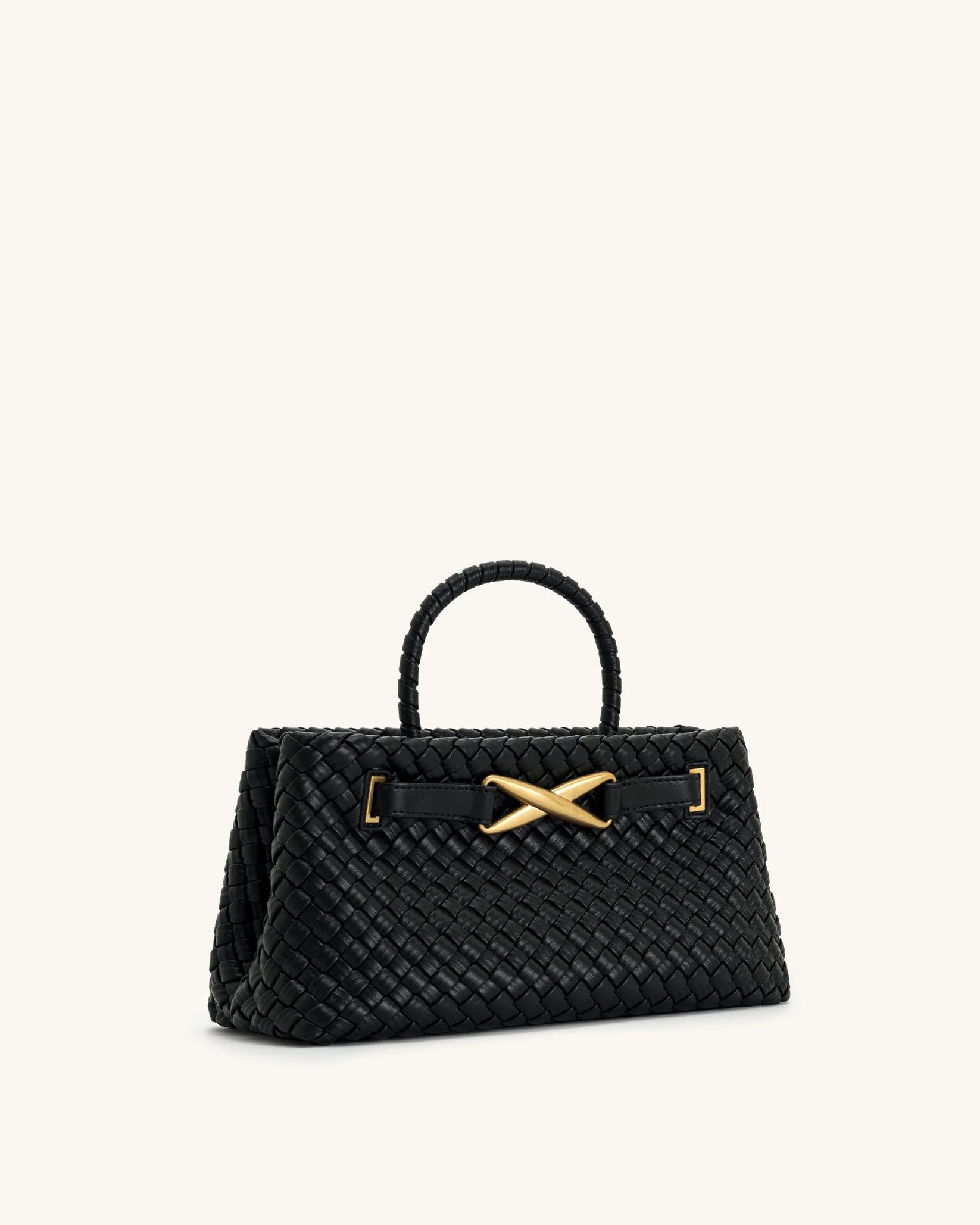 JW PEI Elora Top Handle Woven Tote Bag - Black