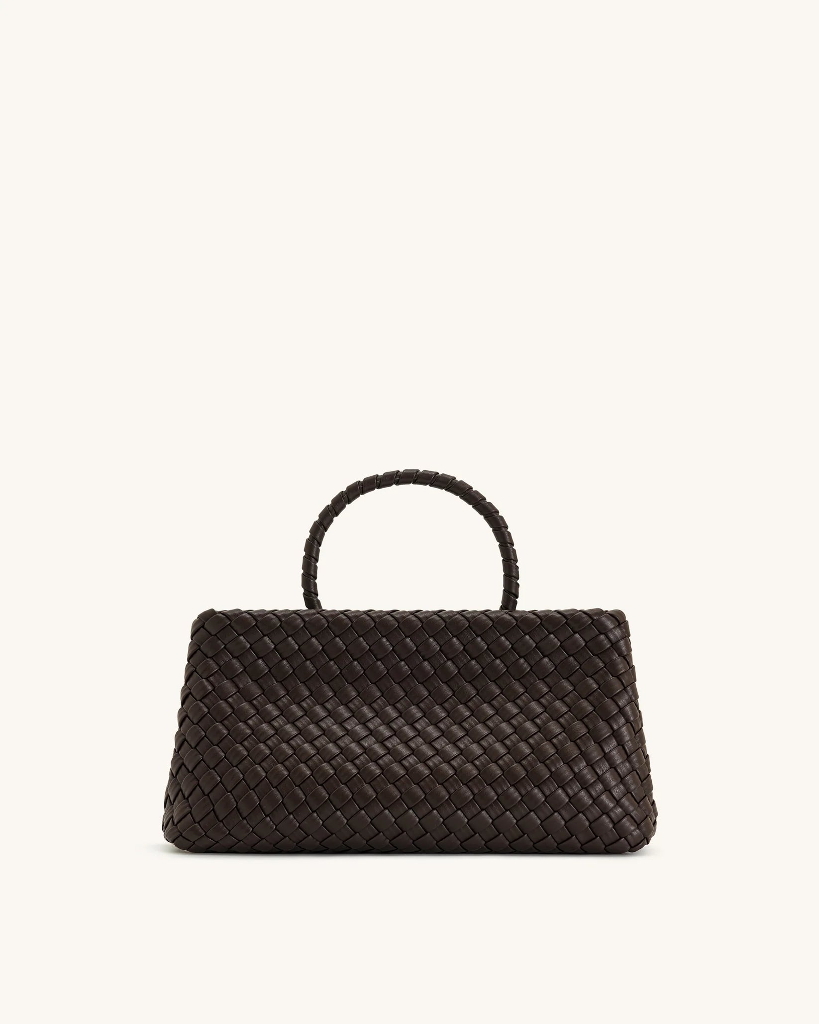 JW PEI Elora Top Handle Woven Tote Bag - Dark Brown