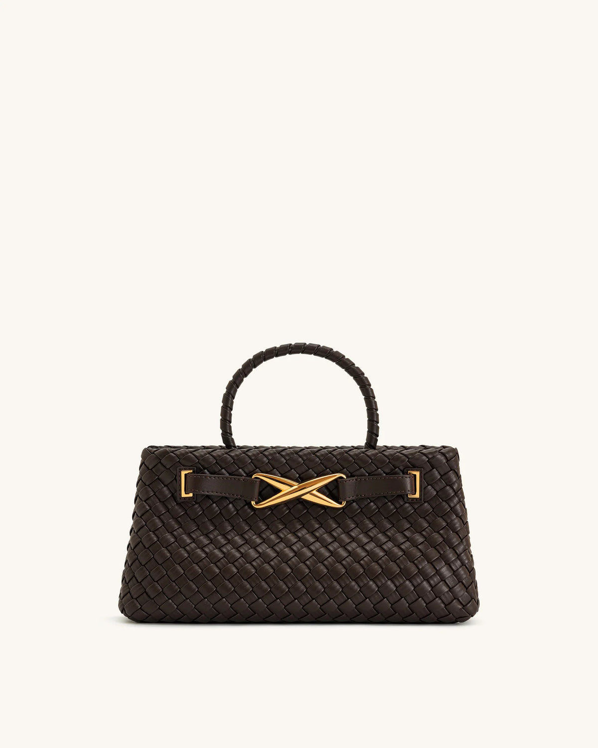 JW PEI Elora Top Handle Woven Tote Bag - Dark Brown