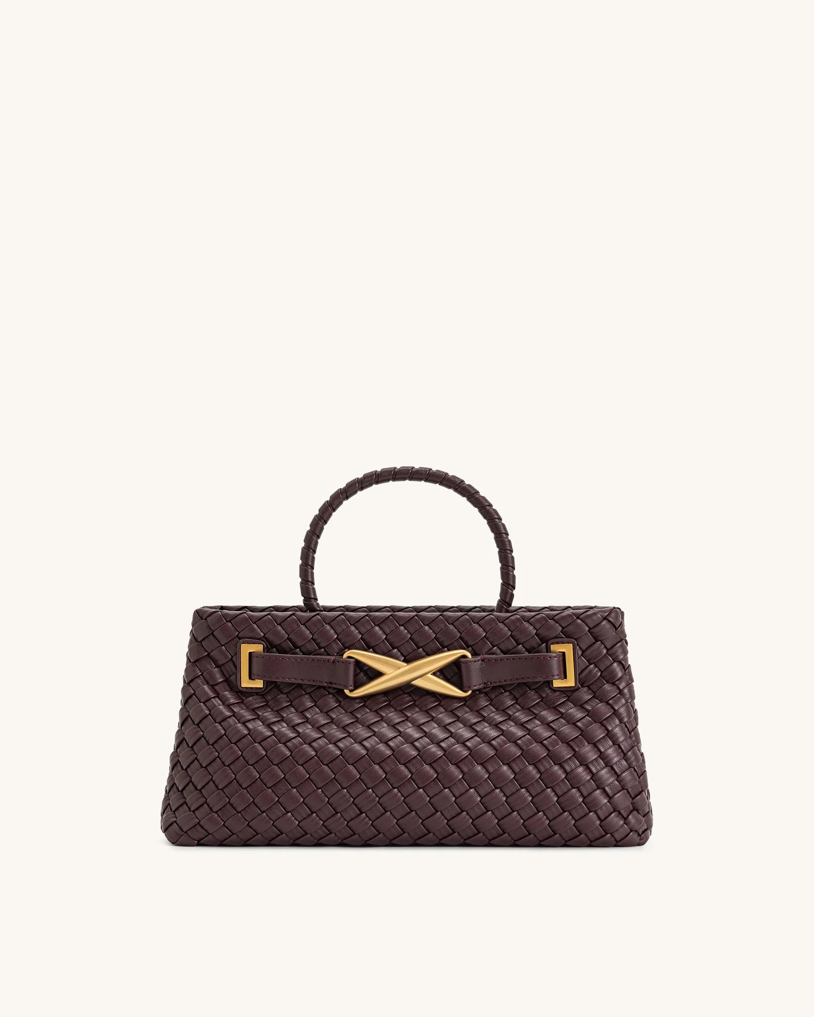JW PEI Elora Top Handle Woven Tote Bag - Deep Burgundy