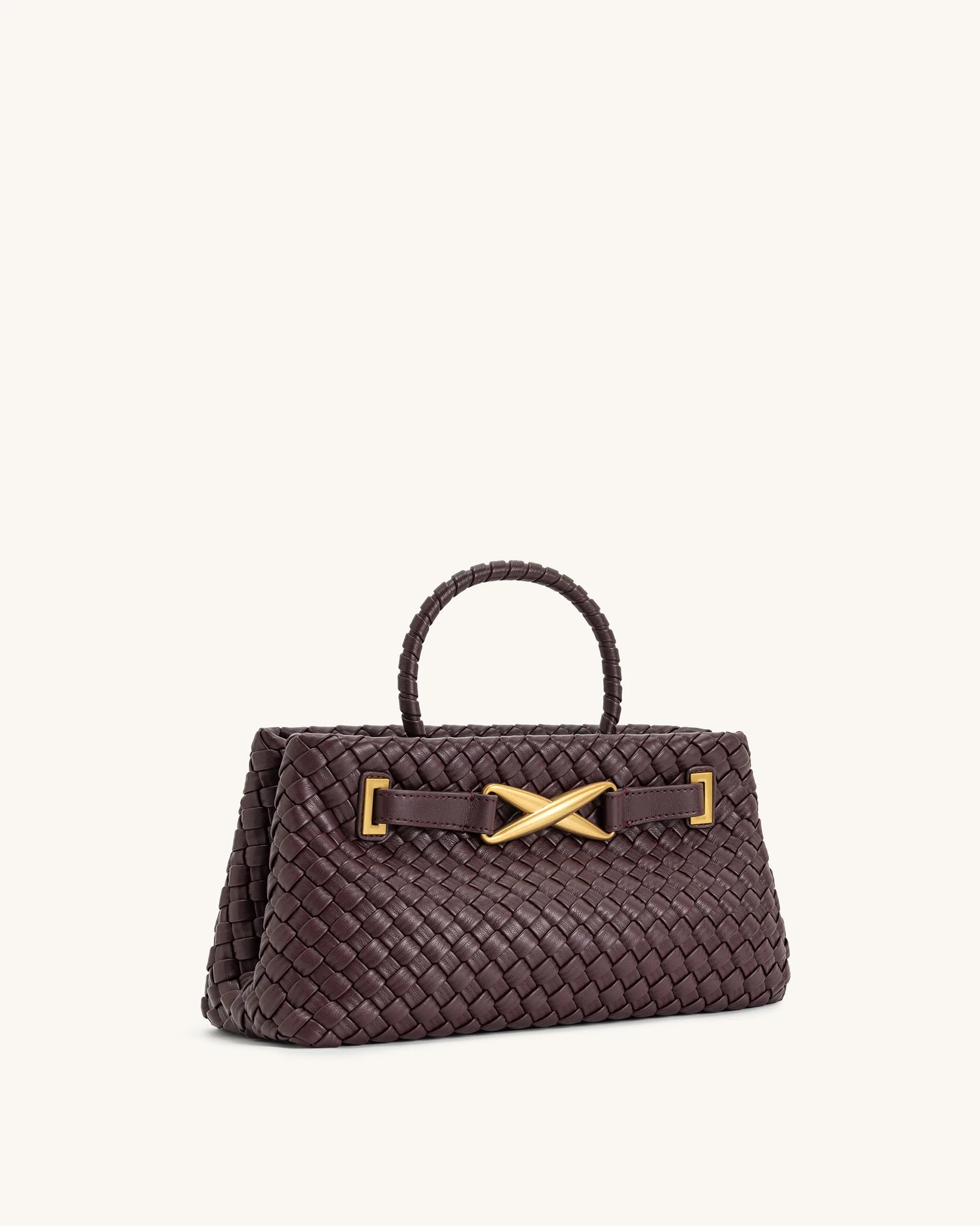 JW PEI Elora Top Handle Woven Tote Bag - Deep Burgundy