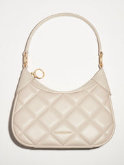CHARLES & KEITH Mini Alcott Scarf Handle Quilted Bag - Oat