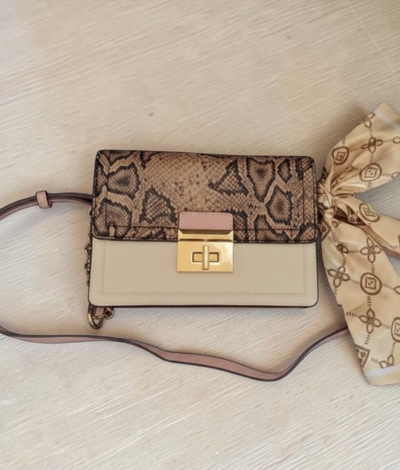 Aldo Snakeskin-embossed crossbody bag - Black and Beige