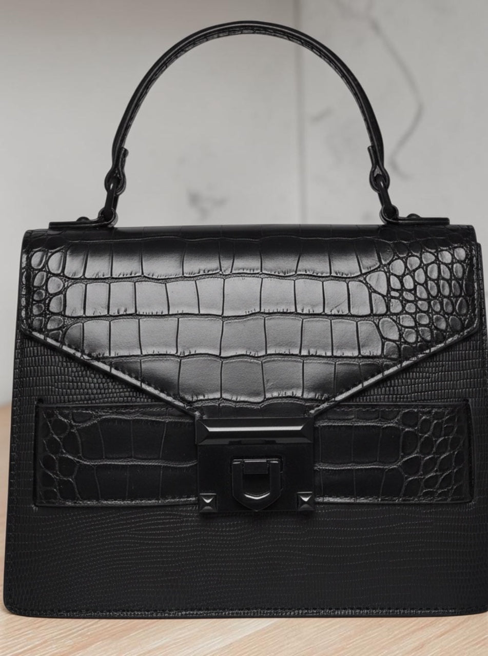 Aldo Faux Crocodile Skin Crossbody Bad - Black