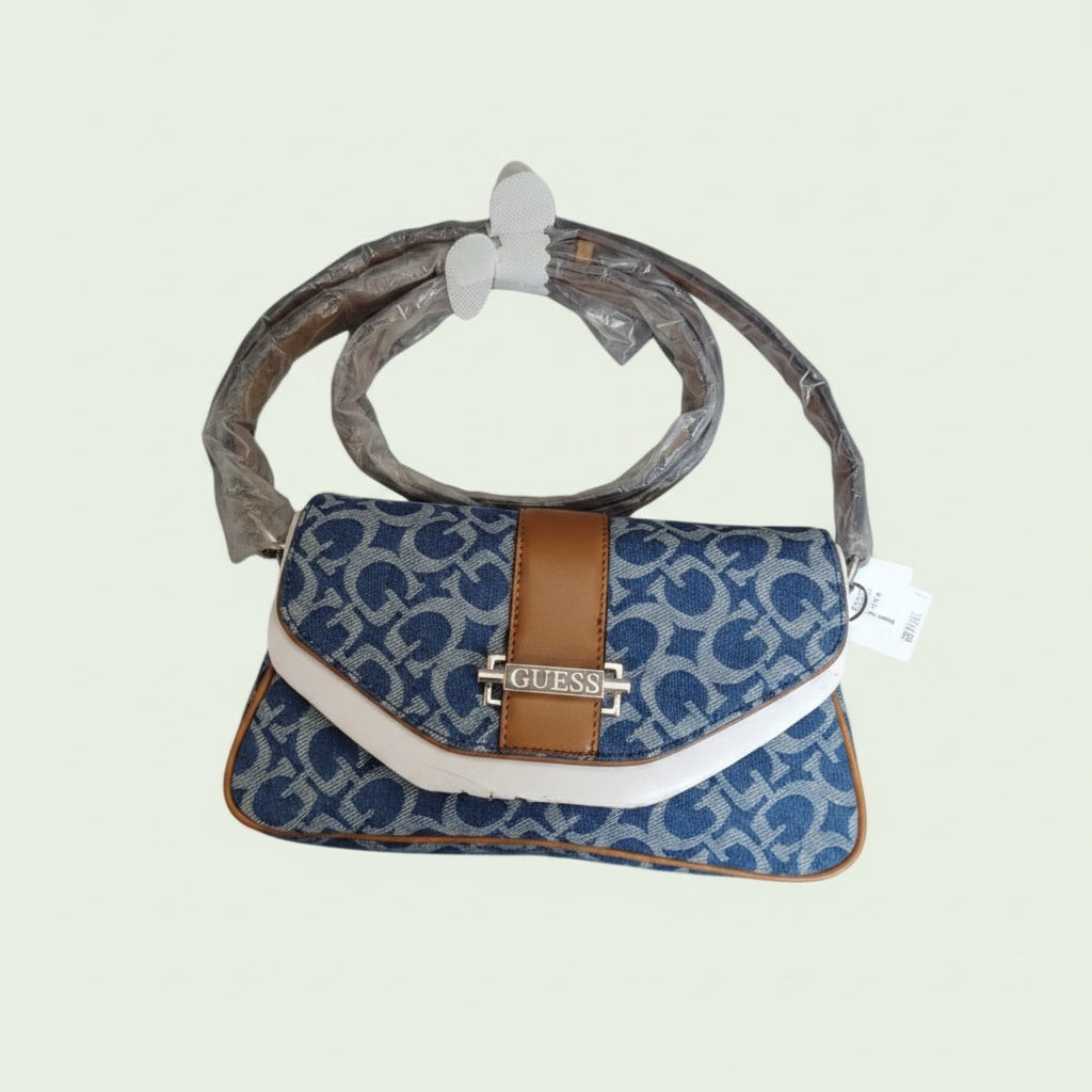 Guess Monogram Shoulder Bag - Blue