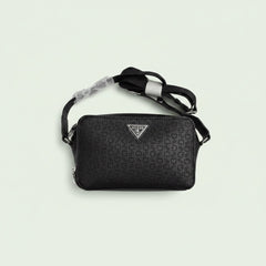 Guess Monogram Crossbody Bag - Black