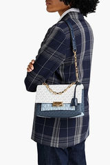 Michael Kors Cece Medium Shoulder Bag - Blue and White